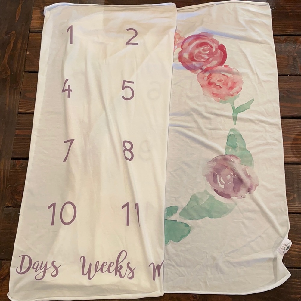 Blush and Blue growth blanket for baby